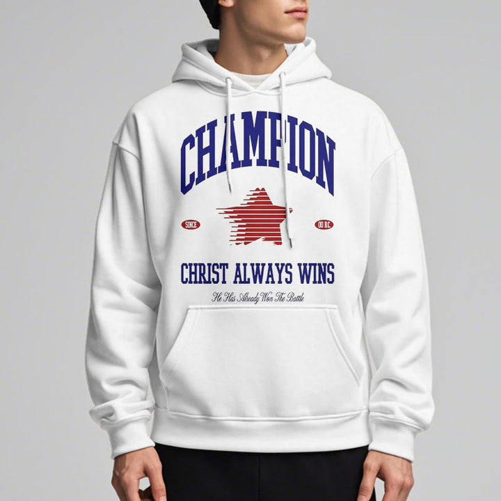 Christianartworkshop Modern Style Champion Christ Always Wins Fleece Lined Polyester Hoodie - image 12
