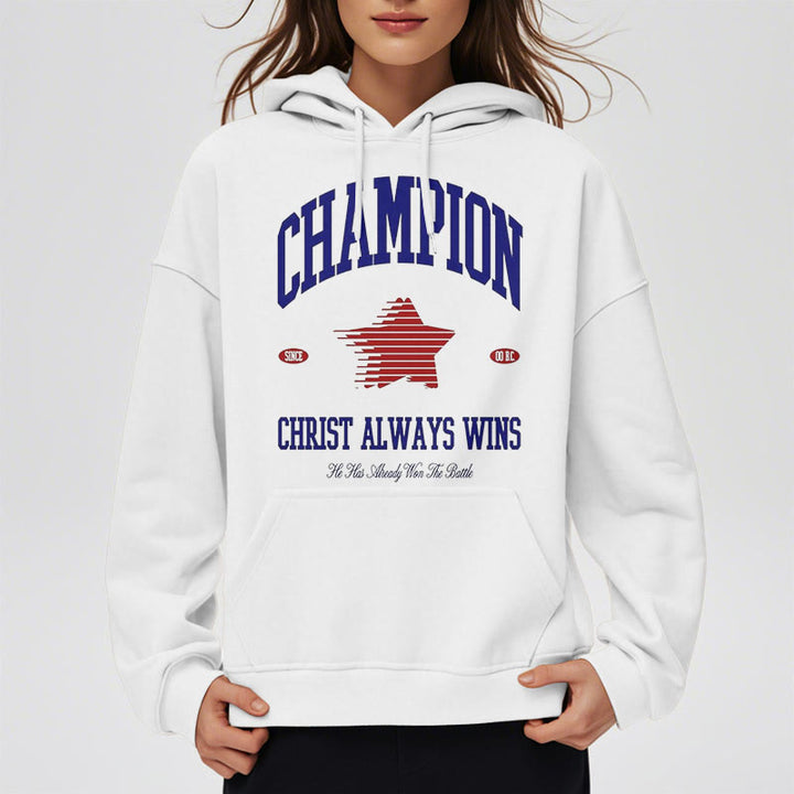 Christianartworkshop Modern Style Champion Christ Always Wins Fleece Lined Polyester Hoodie - image 13