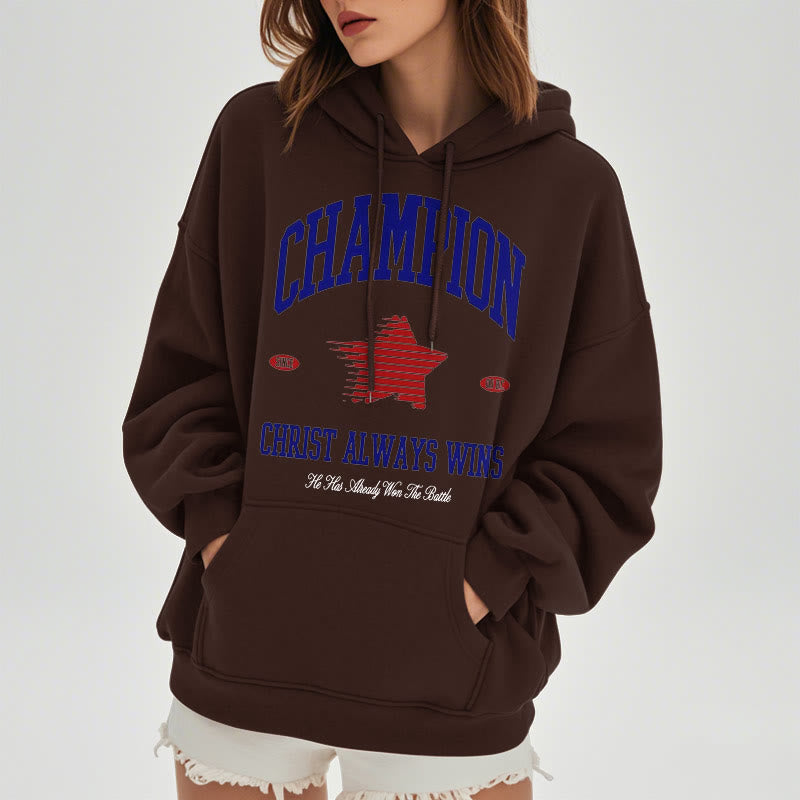 Christianartworkshop Modern Style Champion Christ Always Wins Fleece Lined Polyester Hoodie - image 23