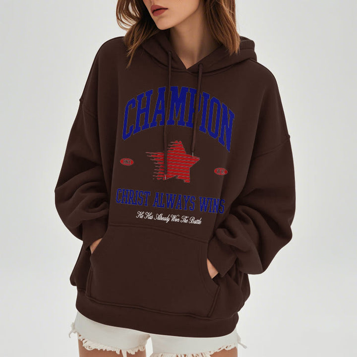 Christianartworkshop Modern Style Champion Christ Always Wins Fleece Lined Polyester Hoodie - image 23