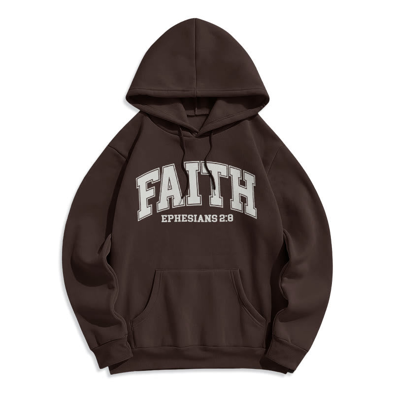 Christianartworkshop Modern Style Faith Ephesians 2 : 8 Fleece Lined Polyester Hoodie - Brown - 2XL - image 20