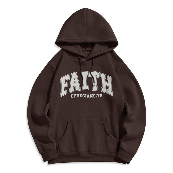 Christianartworkshop Modern Style Faith Ephesians 2 : 8 Fleece Lined Polyester Hoodie - Brown - 2XL - image 20