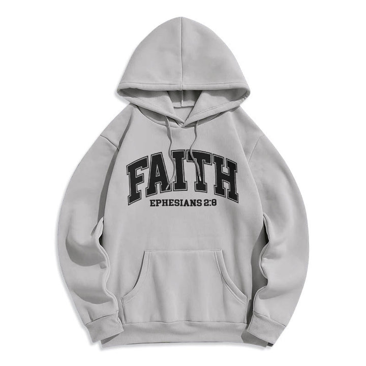 Christianartworkshop Modern Style Faith Ephesians 2 : 8 Fleece Lined Polyester Hoodie - Grey - 2XL - image 35