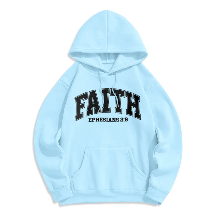 Christianartworkshop Modern Style Faith Ephesians 2 : 8 Fleece Lined Polyester Hoodie - Blue - 2XL - image 30