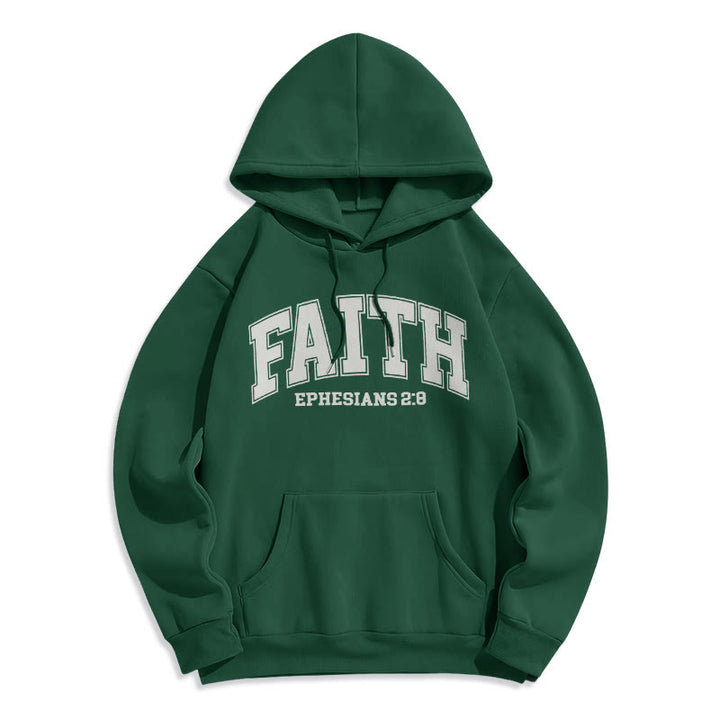 Christianartworkshop Modern Style Faith Ephesians 2 : 8 Fleece Lined Polyester Hoodie - Green - 2XL - image 25
