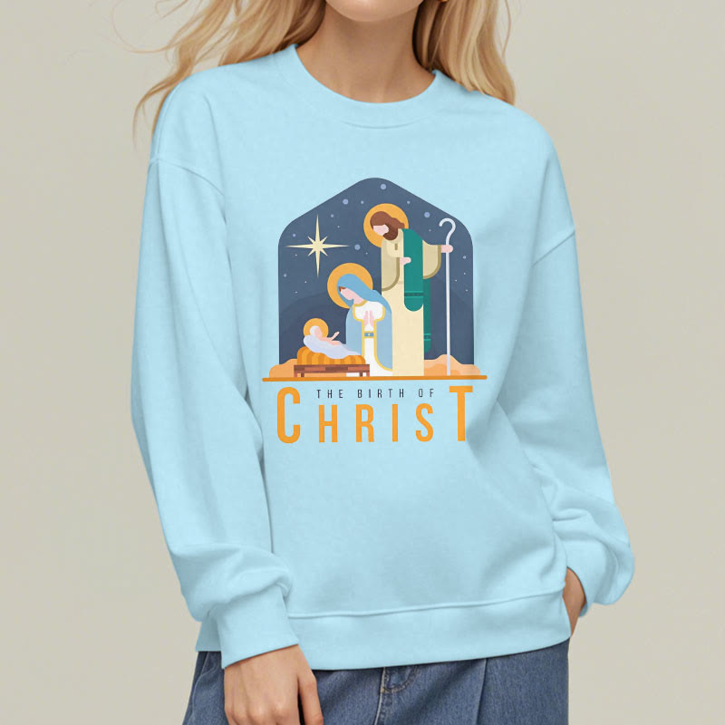 Christianartworkshop Colored Style Birth Of Christ Nativity Scene Fleece Lined Polyester Sweatshirt - image 2