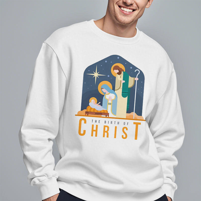 Christianartworkshop Colored Style Birth Of Christ Nativity Scene Fleece Lined Polyester Sweatshirt - image 12