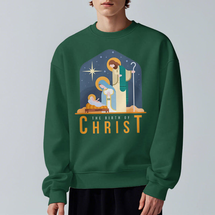Christianartworkshop Colored Style Birth Of Christ Nativity Scene Fleece Lined Polyester Sweatshirt - image 28