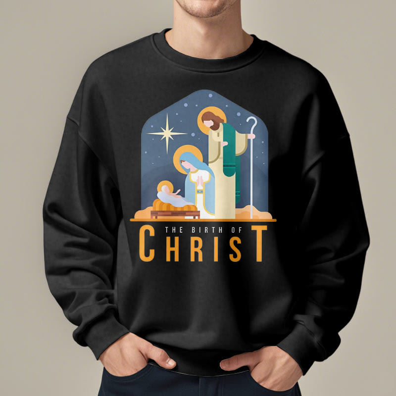 Christianartworkshop Colored Style Birth Of Christ Nativity Scene Fleece Lined Polyester Sweatshirt - image 7