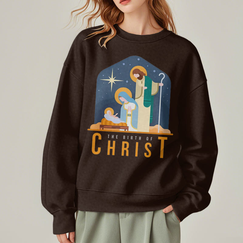 Christianartworkshop Colored Style Birth Of Christ Nativity Scene Fleece Lined Polyester Sweatshirt - image 23