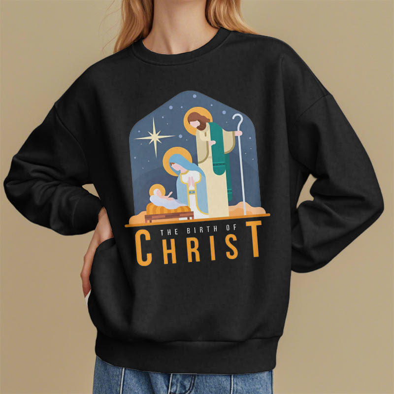 Christianartworkshop Colored Style Birth Of Christ Nativity Scene Fleece Lined Polyester Sweatshirt - image 8