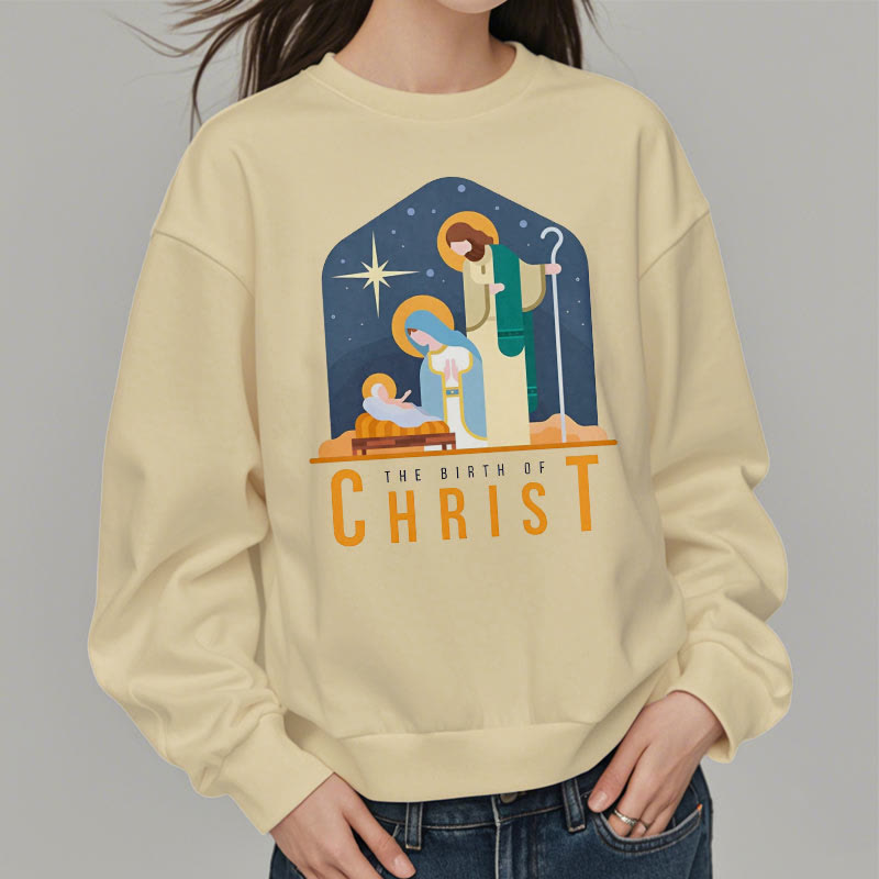 Christianartworkshop Colored Style Birth Of Christ Nativity Scene Fleece Lined Polyester Sweatshirt - image 17