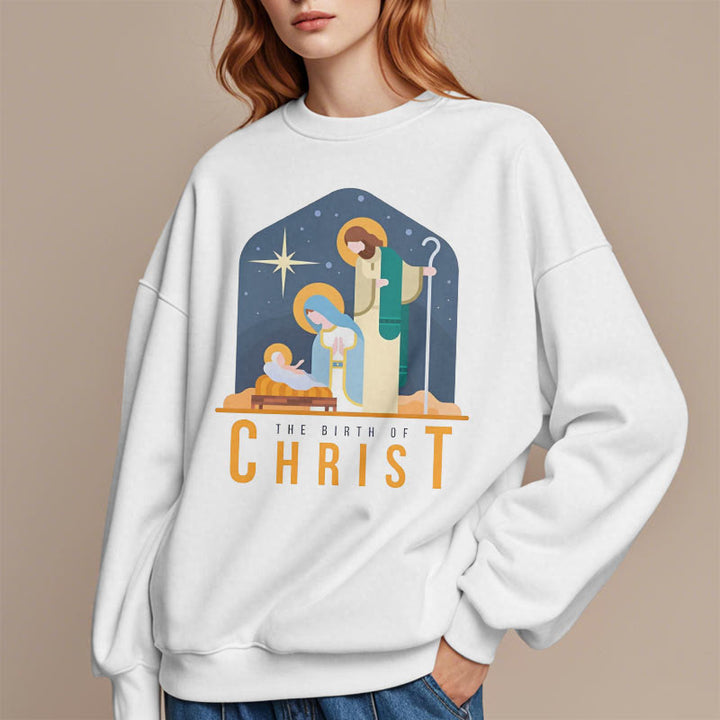 Christianartworkshop Colored Style Birth Of Christ Nativity Scene Fleece Lined Polyester Sweatshirt - image 13