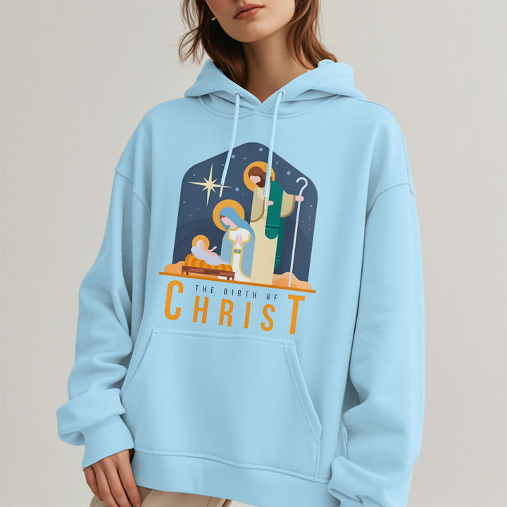 Christianartworkshop Colored Style Birth Of Christ Nativity Scene Fleece Lined Polyester Hoodie - image 27