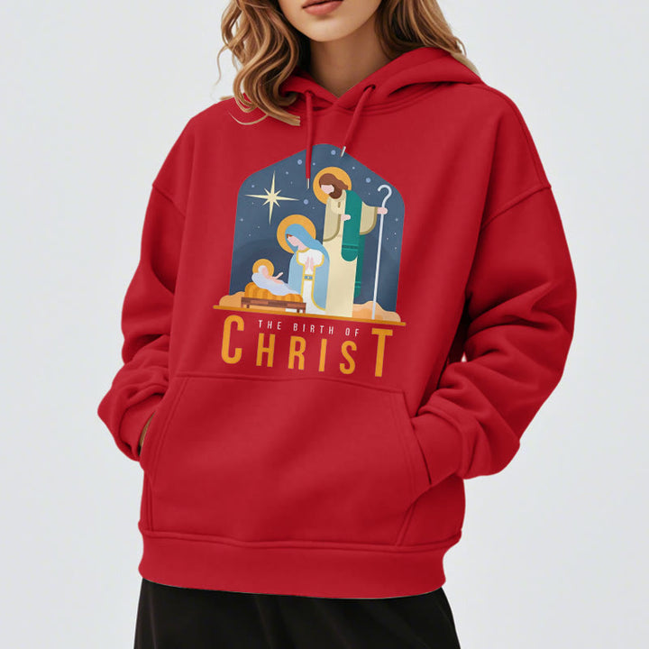 Christianartworkshop Colored Style Birth Of Christ Nativity Scene Fleece Lined Polyester Hoodie - image 38