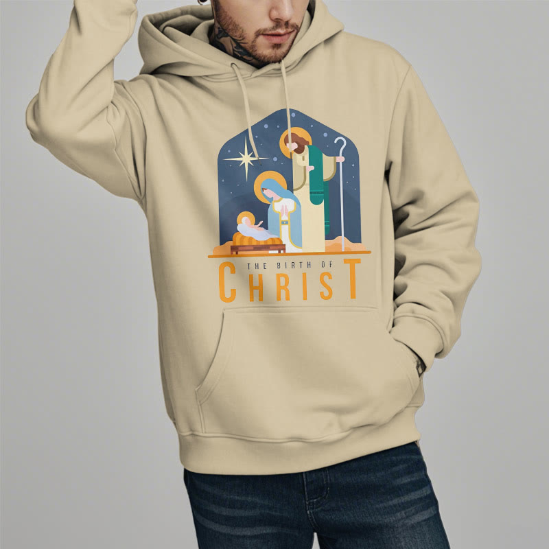 Christianartworkshop Colored Style Birth Of Christ Nativity Scene Fleece Lined Polyester Hoodie - image 1
