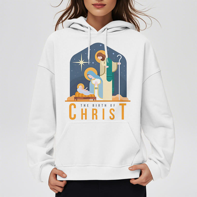 Christianartworkshop Colored Style Birth Of Christ Nativity Scene Fleece Lined Polyester Hoodie - image 12