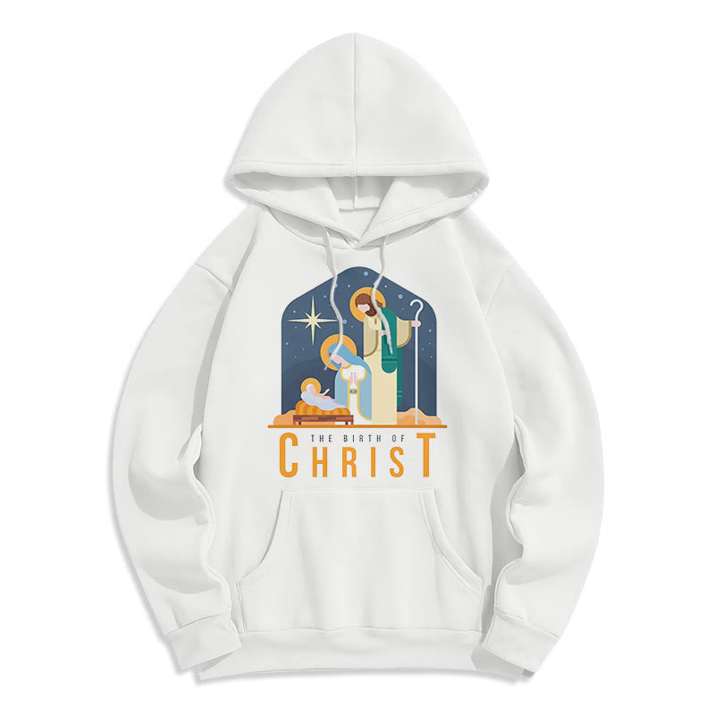 Christianartworkshop Colored Style Birth Of Christ Nativity Scene Fleece Lined Polyester Hoodie - White - 2XL - image 10