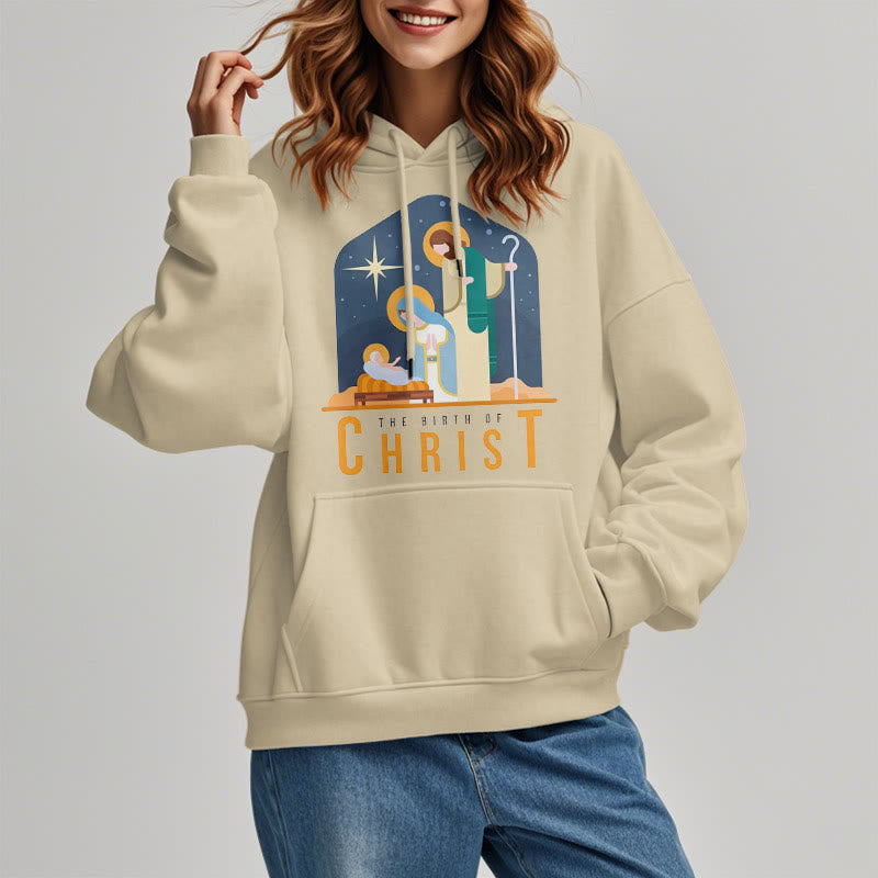 Christianartworkshop Colored Style Birth Of Christ Nativity Scene Fleece Lined Polyester Hoodie - image 2