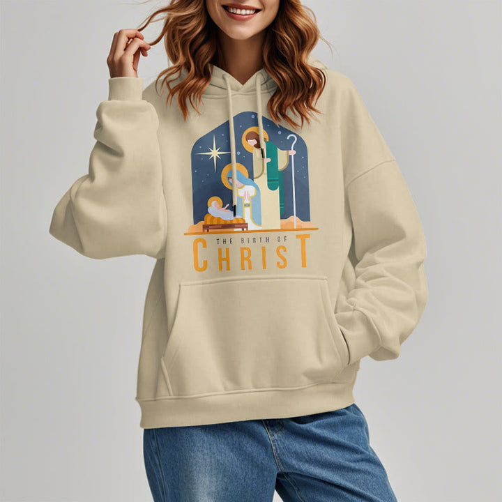 Christianartworkshop Colored Style Birth Of Christ Nativity Scene Fleece Lined Polyester Hoodie - image 2