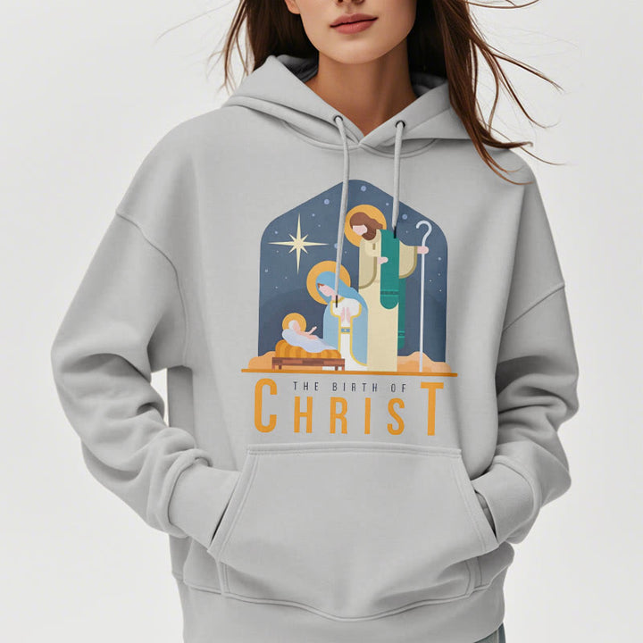 Christianartworkshop Colored Style Birth Of Christ Nativity Scene Fleece Lined Polyester Hoodie - image 32