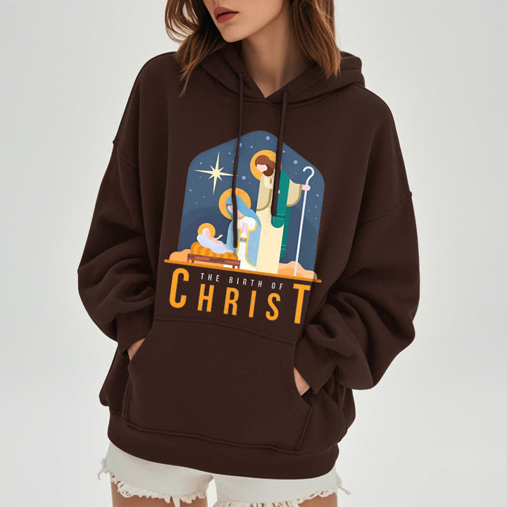 Christianartworkshop Colored Style Birth Of Christ Nativity Scene Fleece Lined Polyester Hoodie - image 17