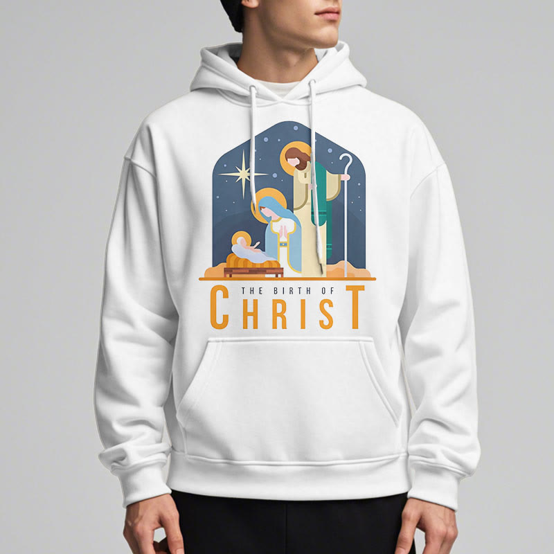 Christianartworkshop Colored Style Birth Of Christ Nativity Scene Fleece Lined Polyester Hoodie - image 13
