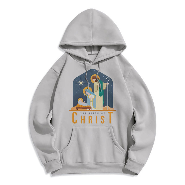 Christianartworkshop Colored Style Birth Of Christ Nativity Scene Fleece Lined Polyester Hoodie - Grey - 2XL - image 30