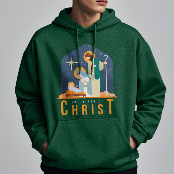 Christianartworkshop Colored Style Birth Of Christ Nativity Scene Fleece Lined Polyester Hoodie - image 22