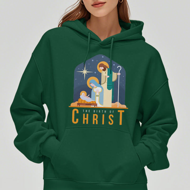 Christianartworkshop Colored Style Birth Of Christ Nativity Scene Fleece Lined Polyester Hoodie - image 23
