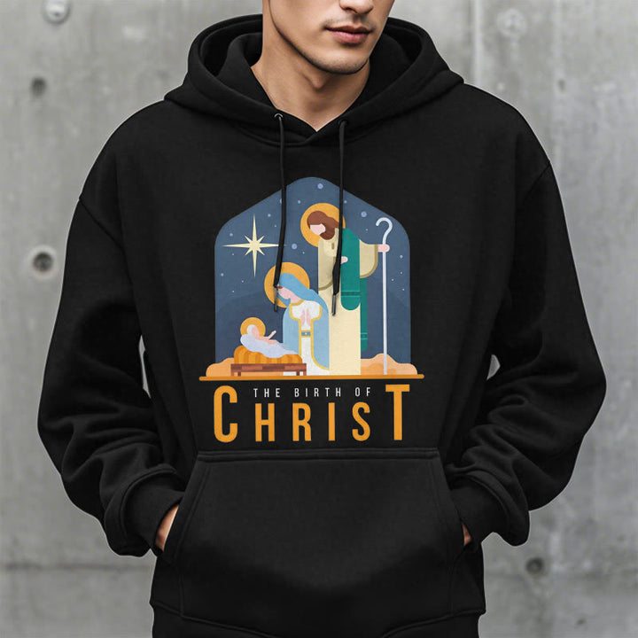 Christianartworkshop Colored Style Birth Of Christ Nativity Scene Fleece Lined Polyester Hoodie - image 8