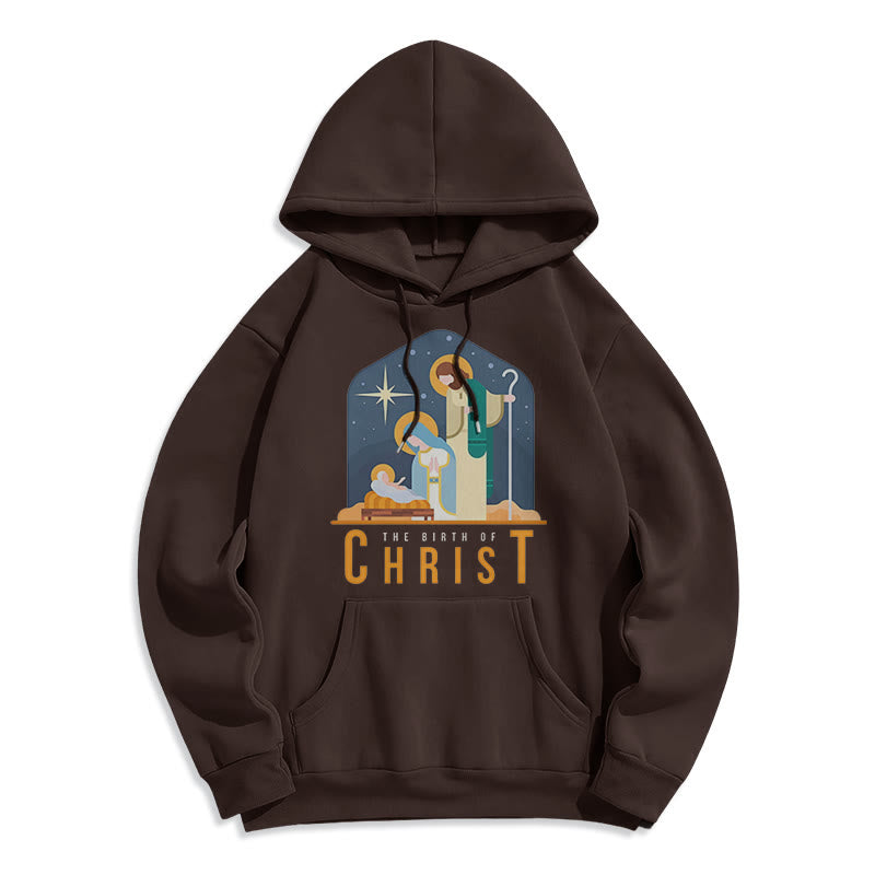 Christianartworkshop Colored Style Birth Of Christ Nativity Scene Fleece Lined Polyester Hoodie - Brown - 2XL - image 15