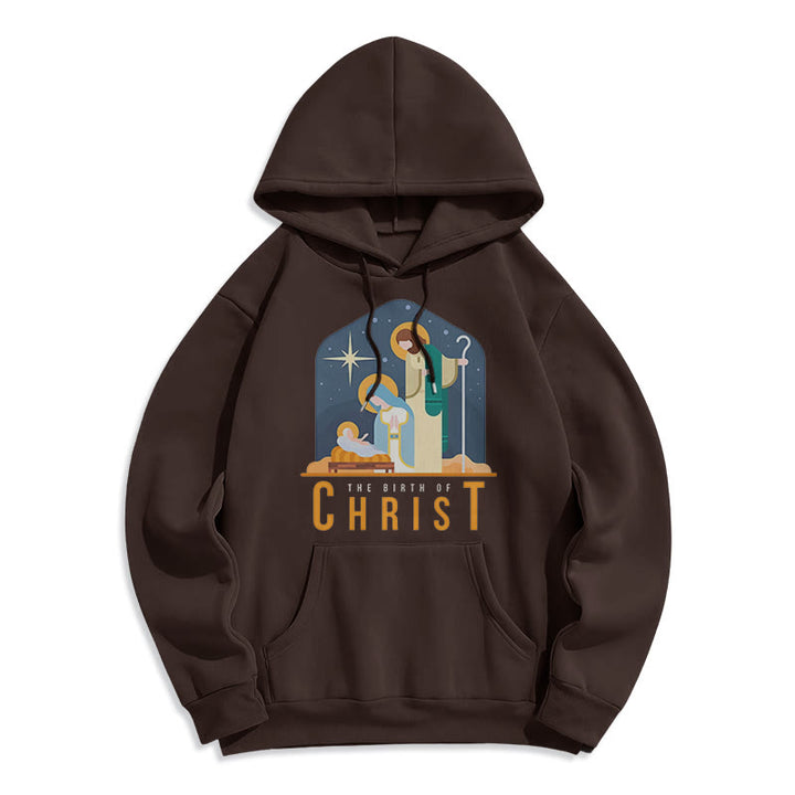 Christianartworkshop Colored Style Birth Of Christ Nativity Scene Fleece Lined Polyester Hoodie - Brown - 2XL - image 15