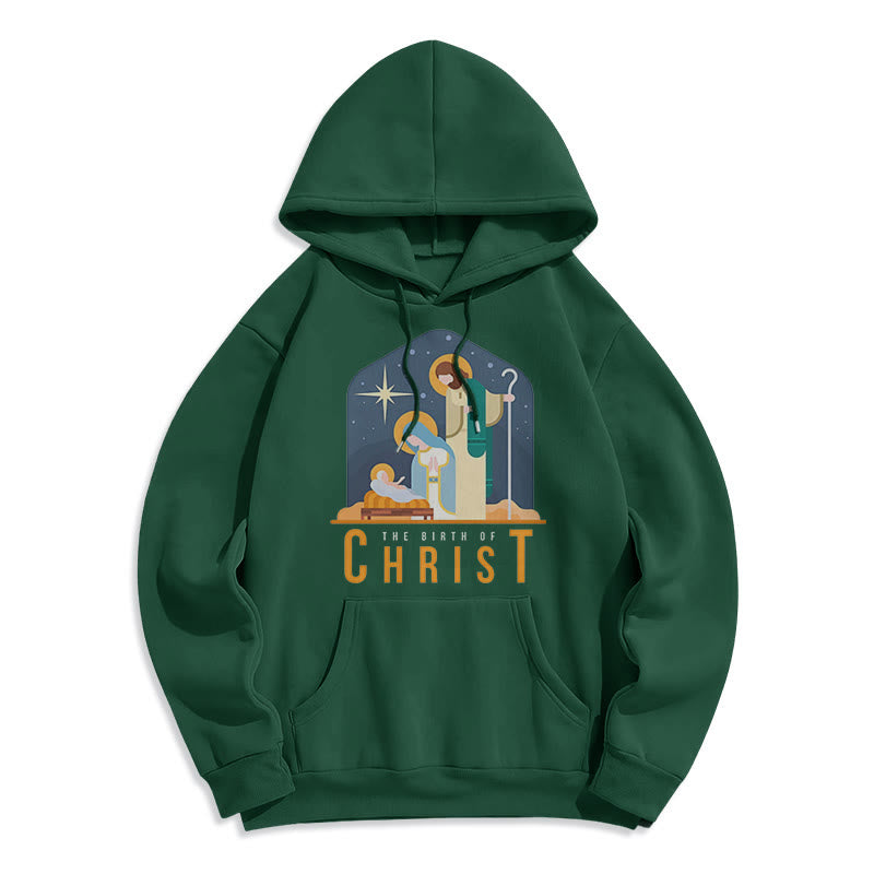 Christianartworkshop Colored Style Birth Of Christ Nativity Scene Fleece Lined Polyester Hoodie - Green - 2XL - image 20