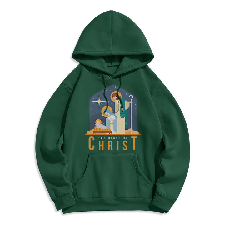 Christianartworkshop Colored Style Birth Of Christ Nativity Scene Fleece Lined Polyester Hoodie - Green - 2XL - image 20