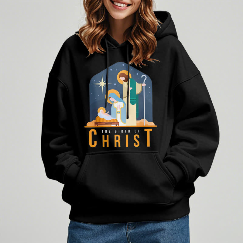 Christianartworkshop Colored Style Birth Of Christ Nativity Scene Fleece Lined Polyester Hoodie - image 7