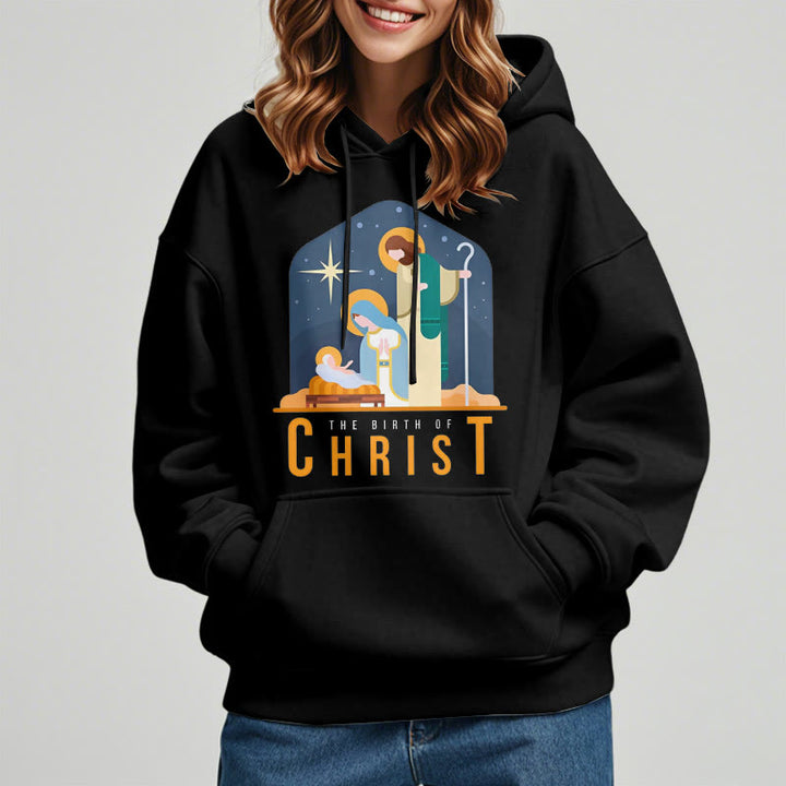 Christianartworkshop Colored Style Birth Of Christ Nativity Scene Fleece Lined Polyester Hoodie - image 7
