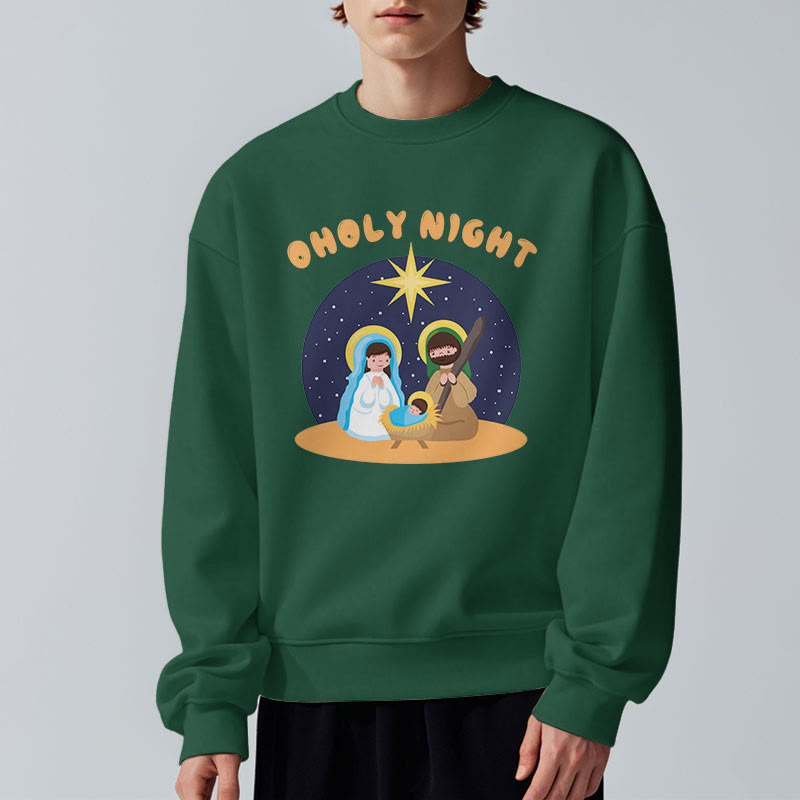 Christianartworkshop Colored Style Holy Night Nativity Scene Fleece Lined Polyester Sweatshirt - image 22