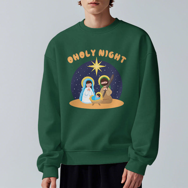 Christianartworkshop Colored Style Holy Night Nativity Scene Fleece Lined Polyester Sweatshirt - image 22
