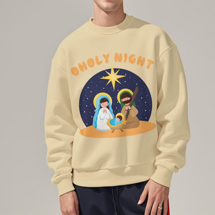 Christianartworkshop Colored Style Holy Night Nativity Scene Fleece Lined Polyester Sweatshirt - image 13