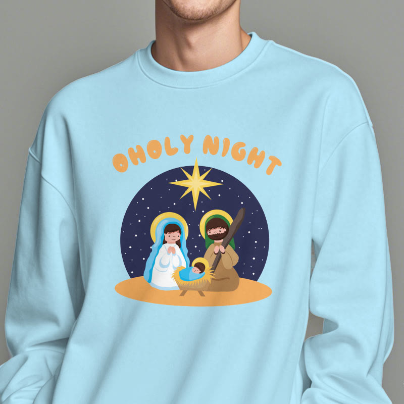 Christianartworkshop Colored Style Holy Night Nativity Scene Fleece Lined Polyester Sweatshirt - image 28