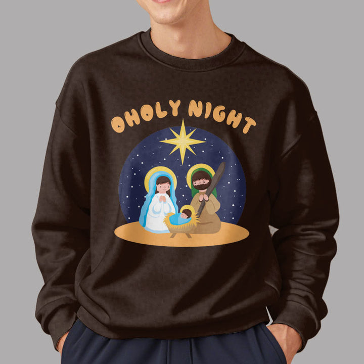 Christianartworkshop Colored Style Holy Night Nativity Scene Fleece Lined Polyester Sweatshirt - image 17