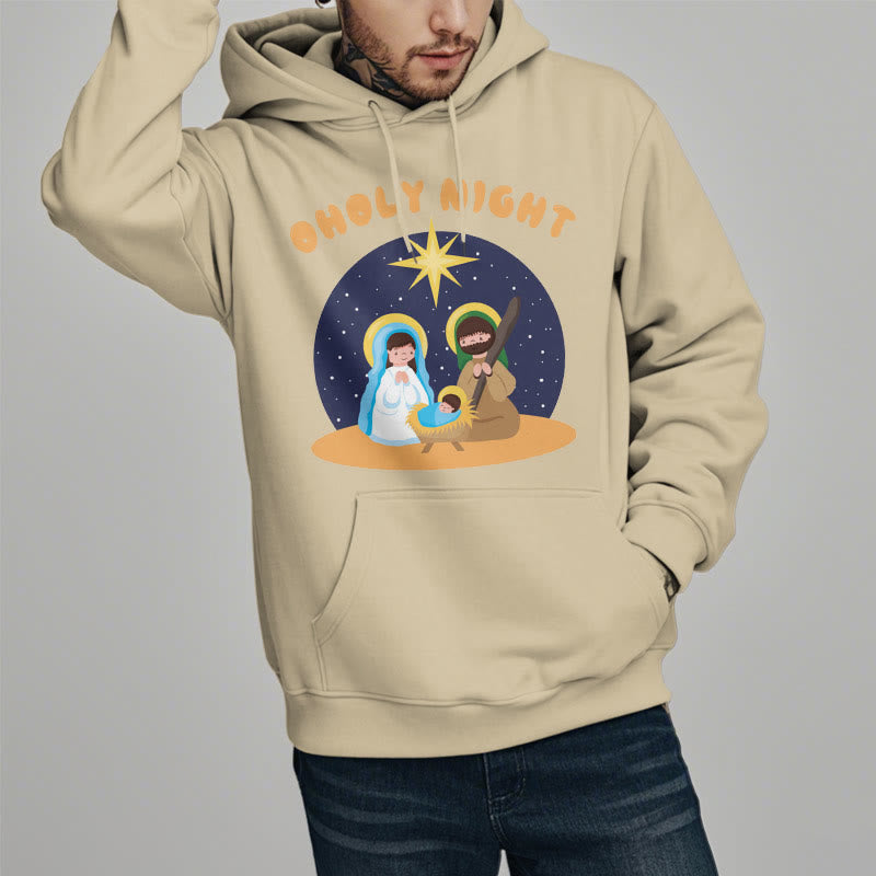 Christianartworkshop Colored Style Holy Night Nativity Scene Fleece Lined Polyester Hoodie - image 2