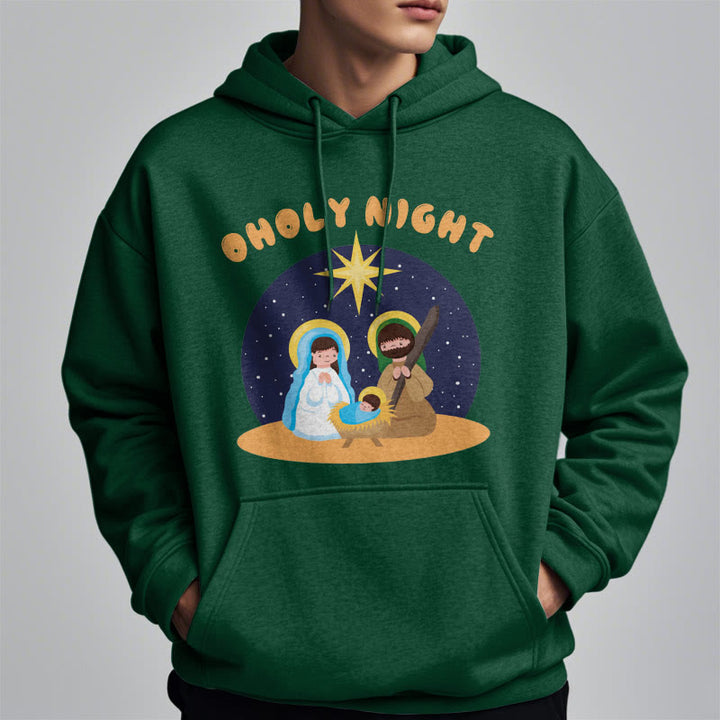 Christianartworkshop Colored Style Holy Night Nativity Scene Fleece Lined Polyester Hoodie - image 23
