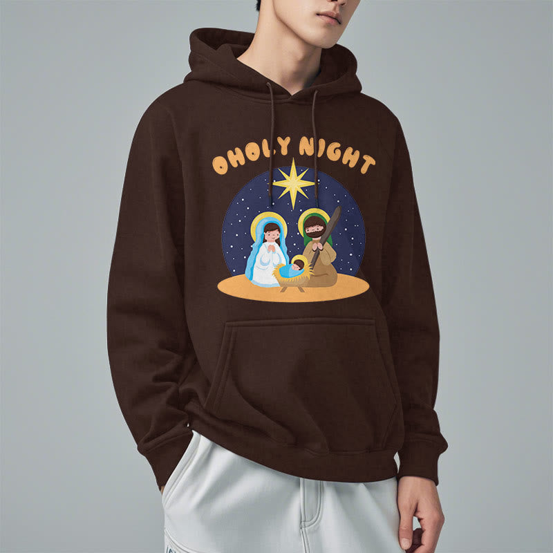 Christianartworkshop Colored Style Holy Night Nativity Scene Fleece Lined Polyester Hoodie - image 17