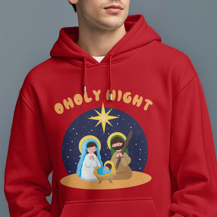 Christianartworkshop Colored Style Holy Night Nativity Scene Fleece Lined Polyester Hoodie - image 37