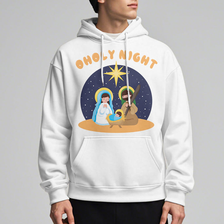 Christianartworkshop Colored Style Holy Night Nativity Scene Fleece Lined Polyester Hoodie - image 12
