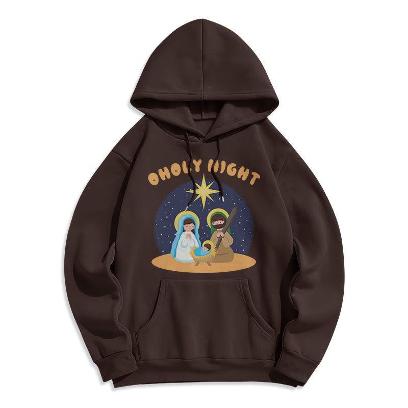 Christianartworkshop Colored Style Holy Night Nativity Scene Fleece Lined Polyester Hoodie - Brown - 2XL - image 15