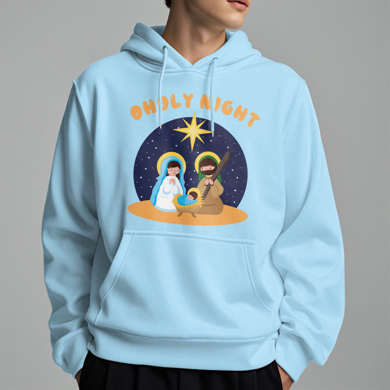 Christianartworkshop Colored Style Holy Night Nativity Scene Fleece Lined Polyester Hoodie - image 28