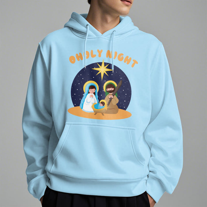 Christianartworkshop Colored Style Holy Night Nativity Scene Fleece Lined Polyester Hoodie - image 28